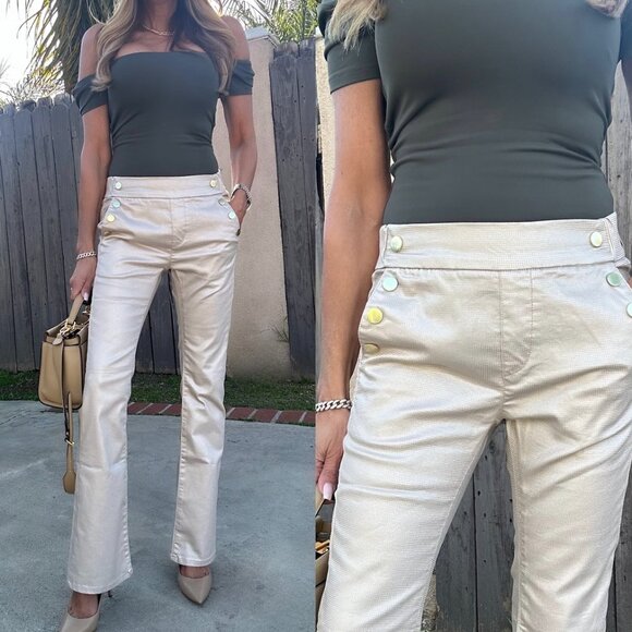 Flog Ellen pants w belt loops/ gold buttons